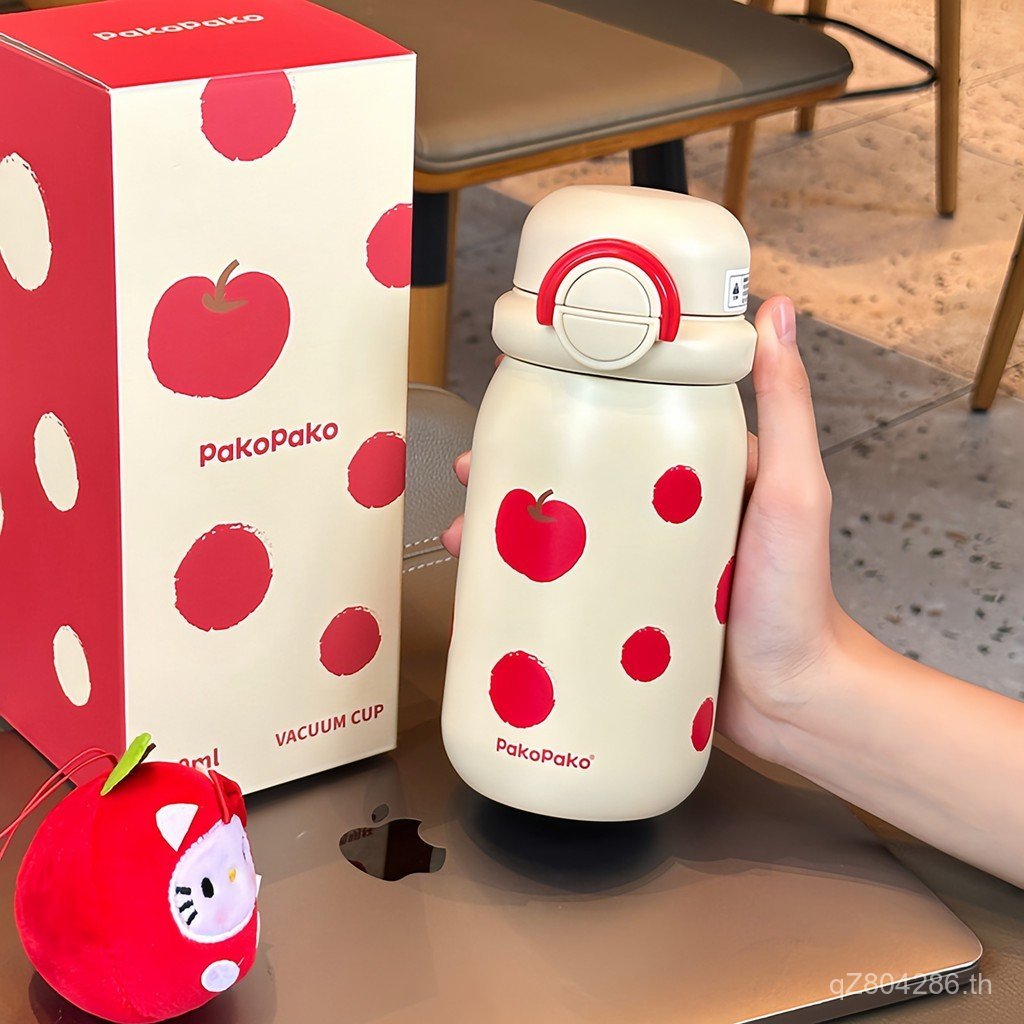 High-value 316 ถ้วยน้ําฟางสไตล์ใหม่นักเรียนสแตนเลส Thermos ถ้วย PAKOPAKO หญิงขนาดใหญ่ความจุเด็ก U0HP