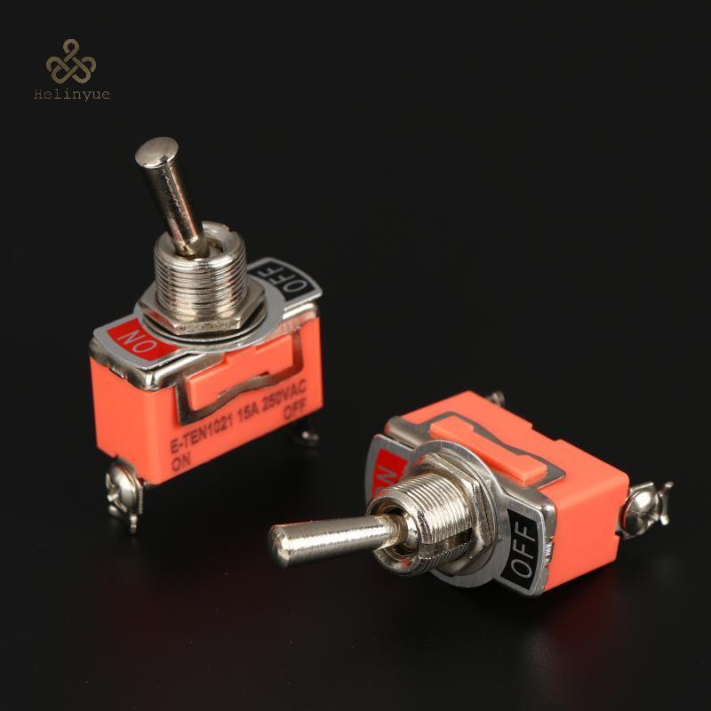 HELINYUE 5 ชิ้น SPST DPDT 250V 15A Toggle Switch 2 ตําแหน่ง Latching On-off-on On-off-on E-TEN1322 1
