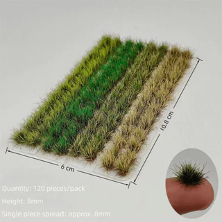 AURO 120PCS หญ้า Tufts, หลากสี 8 มม.ความสูง Miniature ดอกไม้หญ้ารุ่น, Mini การสร้างแบบจําลองวัสดุ Miniature พืช Self-Adhesive ดอกไม้ประดิษฐ์คลัสเตอร์ของเล่น