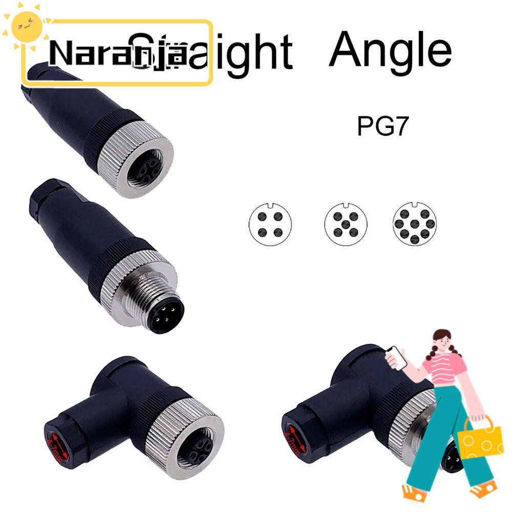 NARANJA M12 Sensor Connector, Connector 4 5 8 Pin M12 ปลั๊กการบิน,ชายหญิงซ็อกเก็ต Power Adapte PG7 ส
