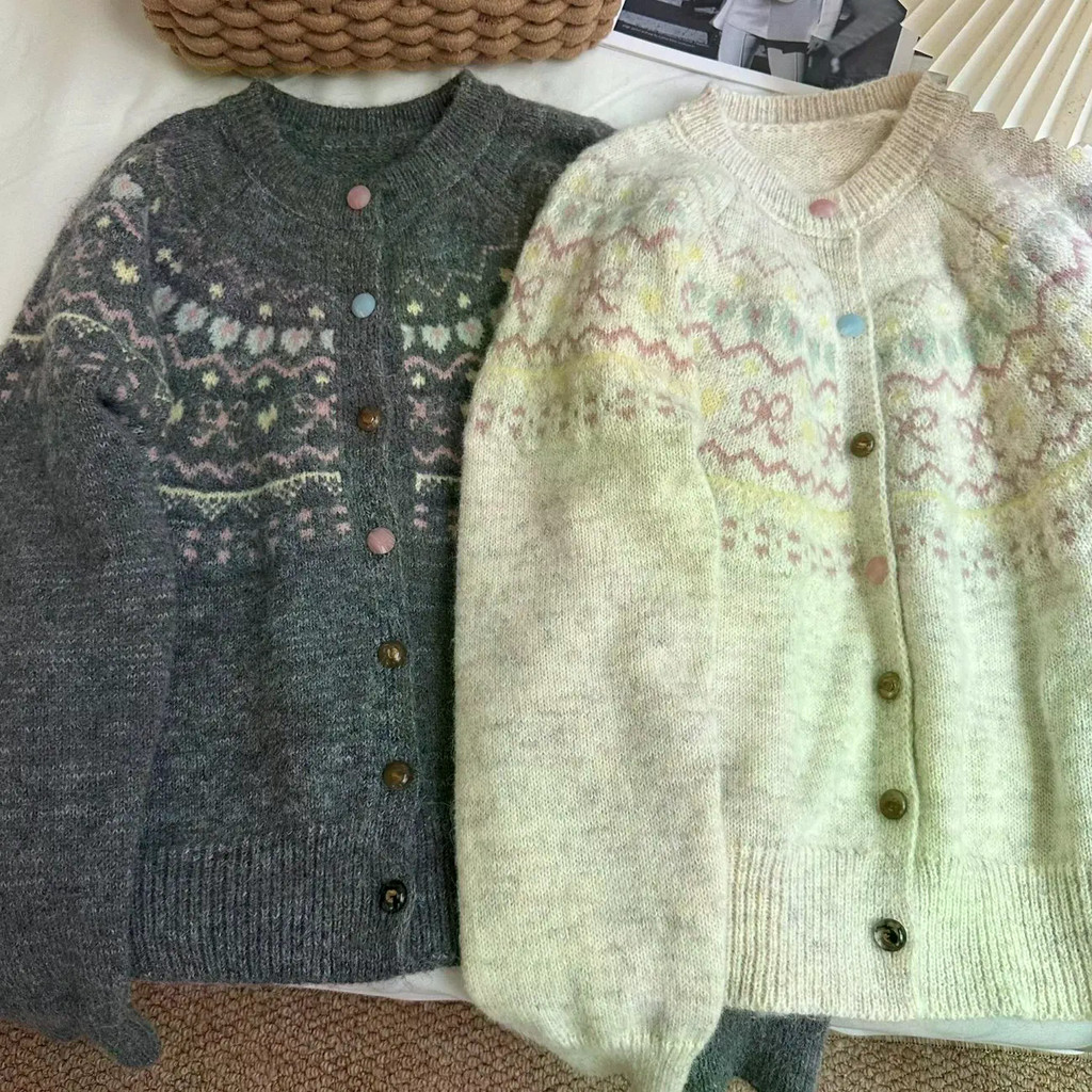 เสื้อกันหนาวผู้หญิง สไตล์เกาหลี ถักหลวมสั้น