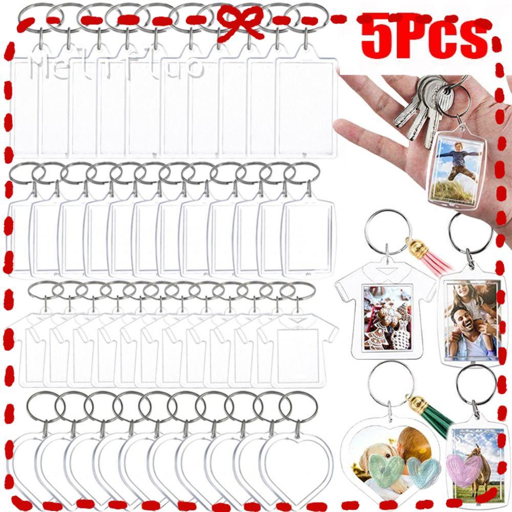 MELIFLUO 5 ชิ้นกรอบรูปพวงกุญแจ,อะคริลิค Snap-In Custom ใส่ Photo Blank พวงกุญแจ,โปร่งใสจี้พู่พวงกุญแ