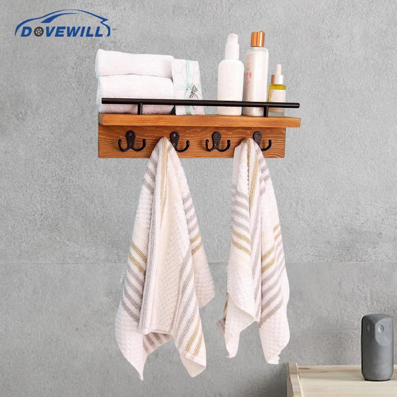 [Dovewill] Key Mail Organizer ชั้นวางของติดผนัง 4 ตะขอ L ชั้นวางรูป 15.7x3.2x5 นิ้วติดตั้งง่ายสําหรั