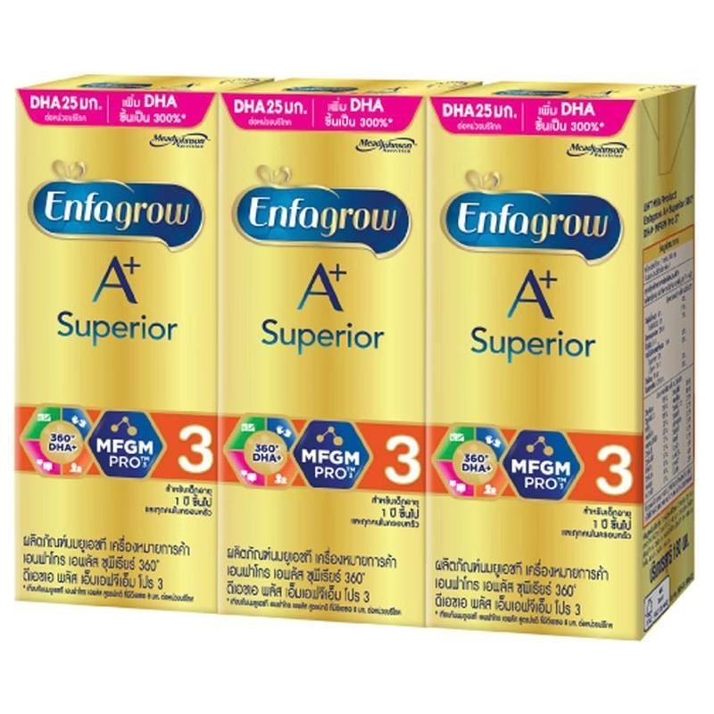 [ขายยกลัง!] เอนฟาโกร เอ พลัส ยูเอชที ซุพีเรียร์ สูตร 3 นมกล่อง รสจืด 180 มล. นมกล่องยกลัง 24 กล่อง E