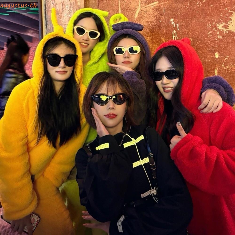 AUGUSTUS ชุดนอนคอสเพลย์ Teletubbies แบบขนแกะปะการัง พร้อมลาย Tinky Winky, Dipsy และ Laa-Laa