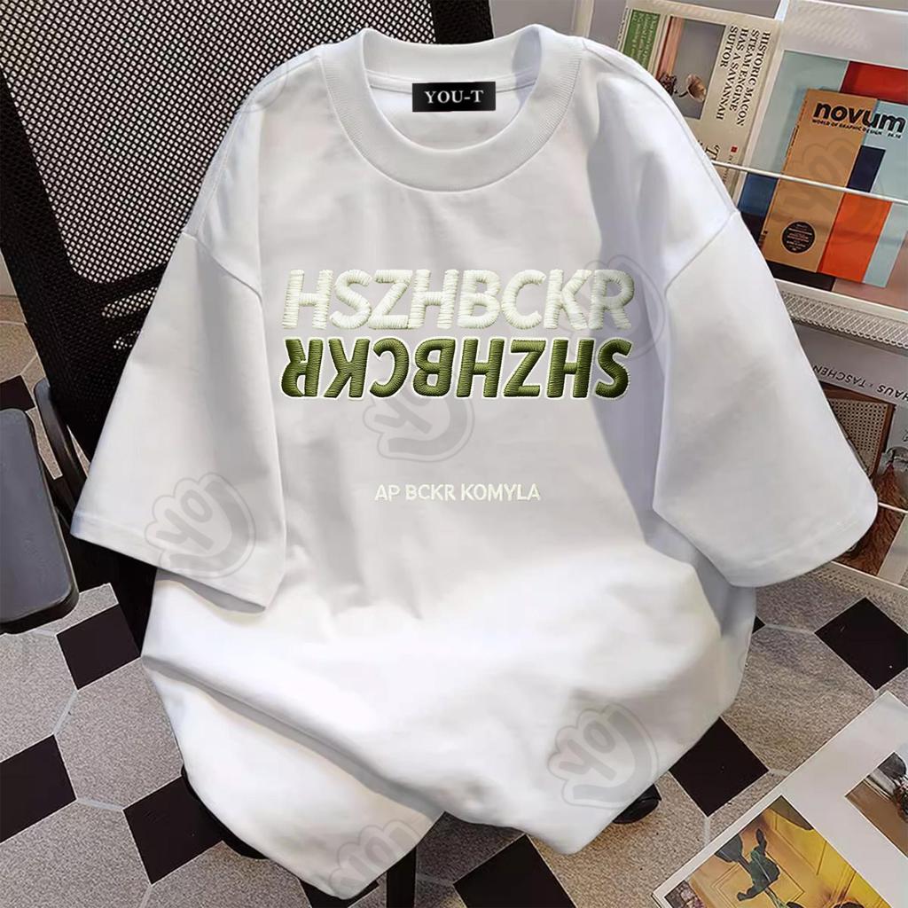 Top.street เสื้อยืด เสื้อแฟชั่น แขนสั้น คอกลม cotton100% สบายและนุ่ม พิมพ์ลาย 'HSZHBCKR' ผู้ชายและผู้หญิง top