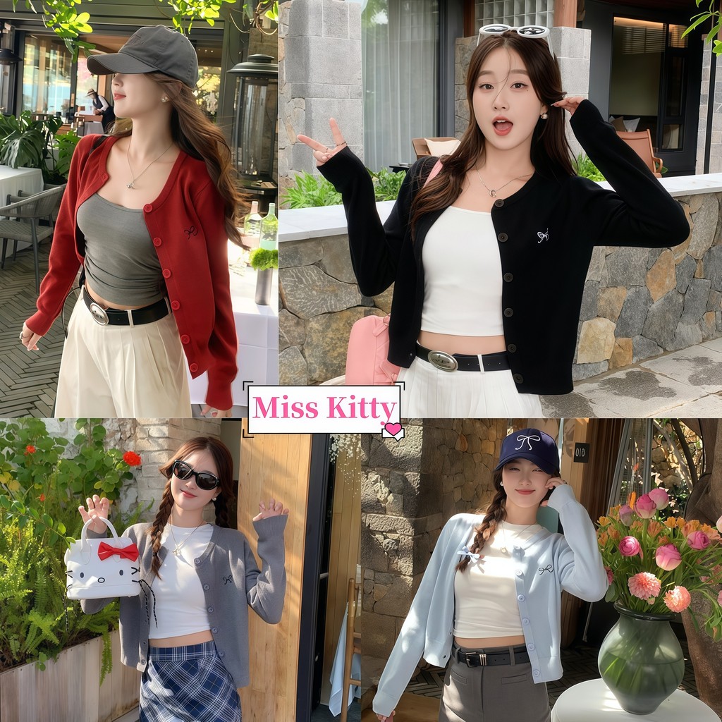 🎀Miss Kitty เสื้อผ้าแฟชั่นผู้หญิง ผ้าใส่สบาย เสื้อคาร์ดิแกนโบว์ธรรมดาสำหรับผู้หญิง สไตล์ลำลอง "Z-YX12"
