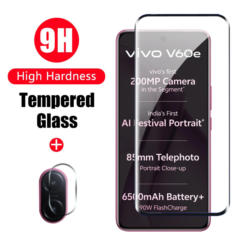 2 in 1 ป้องกันหน้าจอสําหรับ Vivo V60e 5G Full Coverage กระจกนิรภัยสําหรับ Vivo V60 Lite V50e V50 V40