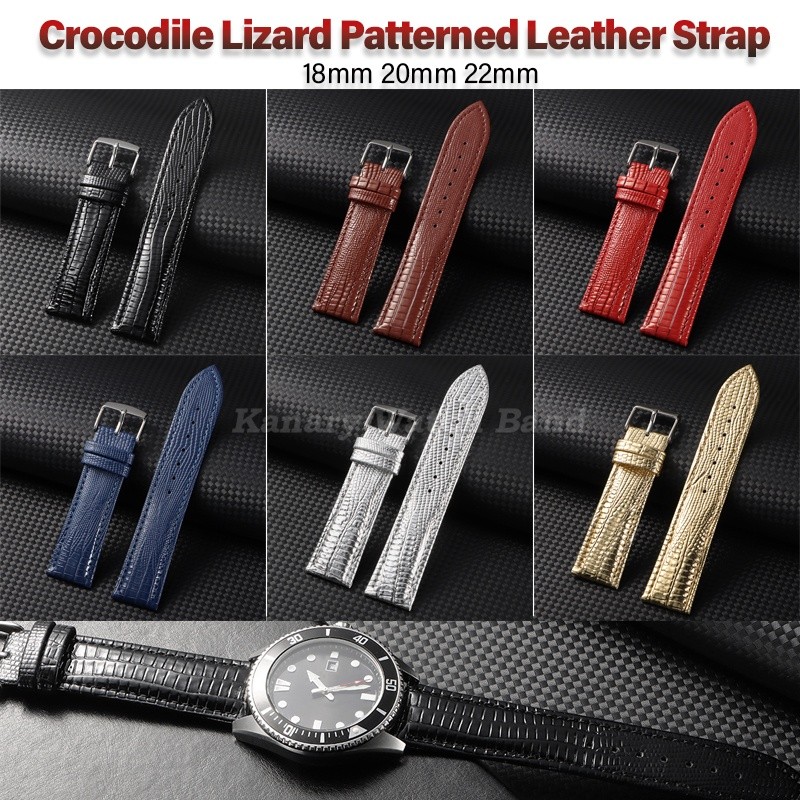 18มิลลิเมตร20มิลลิเมตร22มิลลิเมตรจระเข้จิ้งจกลายหนังสายนาฬิกาสากลหนังนุ่มนาฬิกาวงผู้หญิงผู้ชายสไตล์สร้อยข้อมือ ข้อมือ เข็มขัด