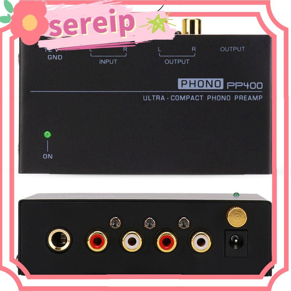 SEREIP PP400 Phono Preamp Preamplifier, อินเทอร์เฟซ TRS สีดําขนาดกะทัดรัดพิเศษ Preamplificador, พร้อ