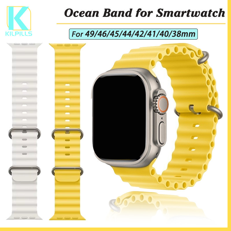 สายนาฬิกาซิลิโคนทางทะเ for IWatch Apple Watch Ultra/SE 3 2 Series 11 10 9 8 7 6 5 4 3 2 49มม 46มม 45มม 41มม 42มม 40มม