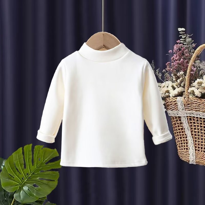 เสื้อผ้าเด็กขนาดกลางขนาดใหญ่เยอรมันกํามะหยี่เด็กสีทึบBottomingเสื้อเด็กแขนยาวรอบคอผู้ชายผู้หญิงครึ่ง