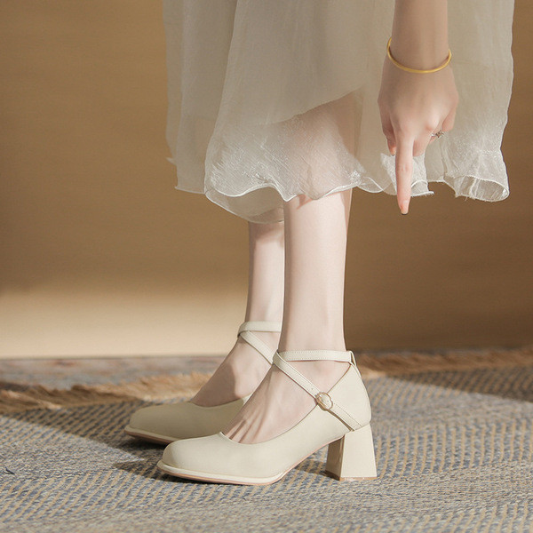 รองเท้า marry jane marry jane shoes จิงกัง ซีจี6005 รองเท้าส้นสูงแมรี่เจน จากฝรั่งเศส ปี 2024