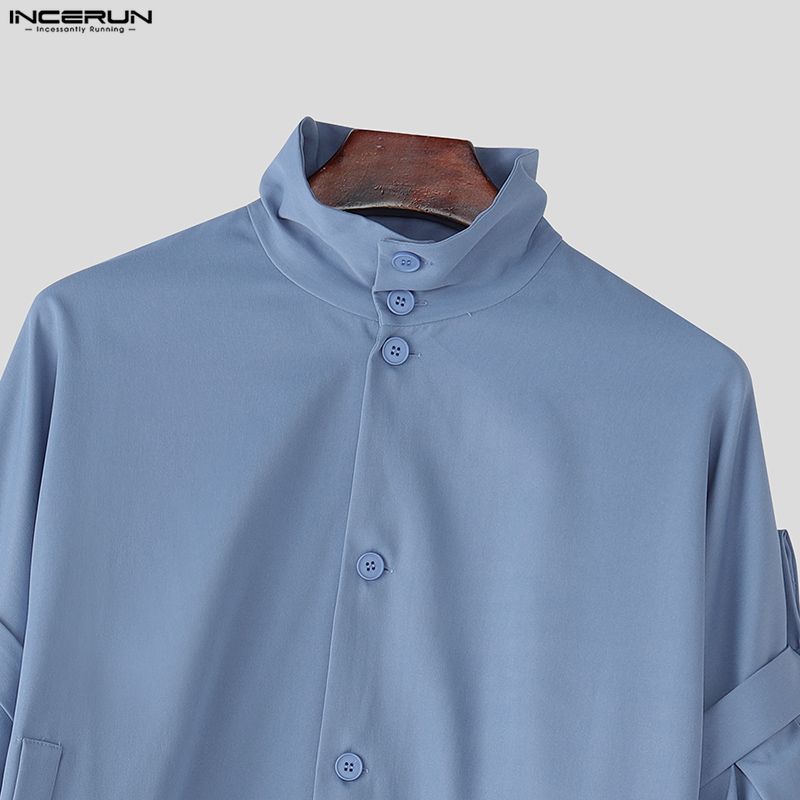 INCERUN ผู้ชายเกาหลี Niche Design Stand Neck แขนยาว Bowknot Design Button Up เสื้อแข็ง ราคา ถูกที่สุด ดีลบีเคเค แกลเลอรีภาพที่ 9