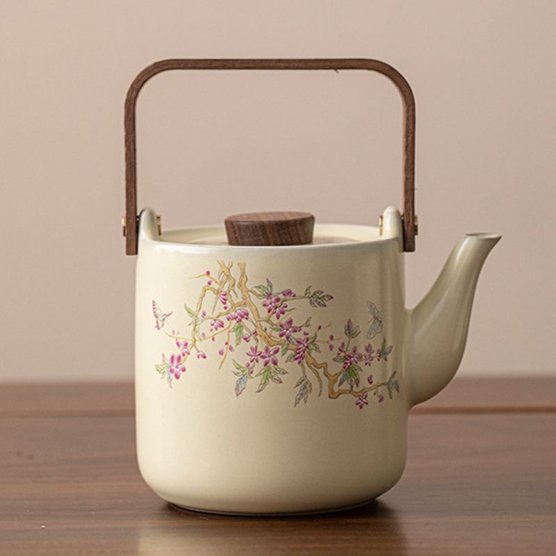 [Lifting Beam Design Clever] Beige Ru Kiln Wisteria ดอกไม้ยก Beam หม้อเซรามิคจีน Kung Fu ชุดชากาน้ํา