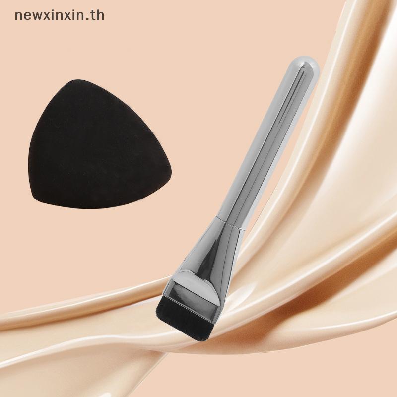 ^N^ แปรงรองพื้นหัวแบน 3-In-1 และฟองน้ําเครื่องปั่นพัฟแต่งหน้าสีดํา Ultra-Thin Head Traceless คอนซีลเ
