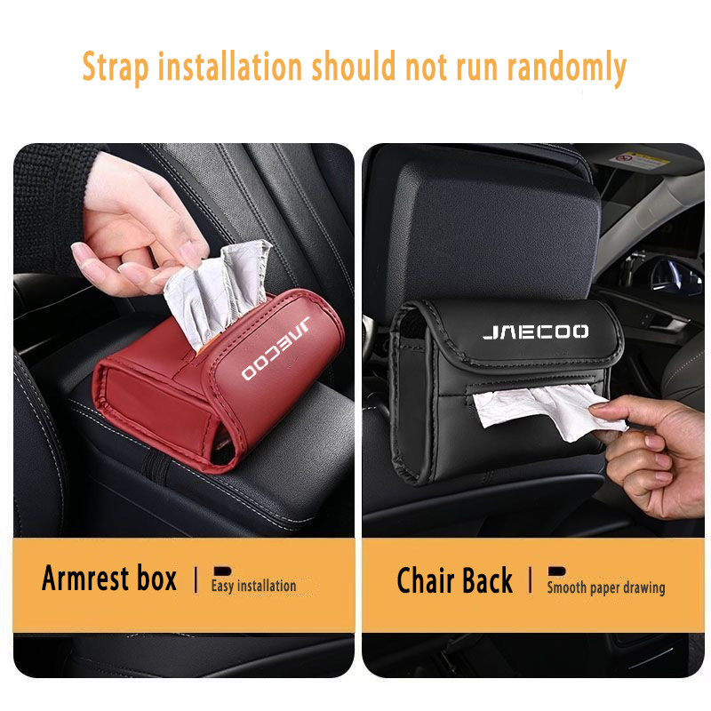 JAECOO รถเนื้อเยื่อกล่องหนังคอนโซลกลางรถคอนโซลกล่องผ้าเช็ดปาก Sun Visor มัลติฟังก์ชั่ติดตั้งรถอุปกรณ์เสริมสําหรับ JAECOO J7 J8 J6 J5 7 6 5 EV - รูปที่ 5