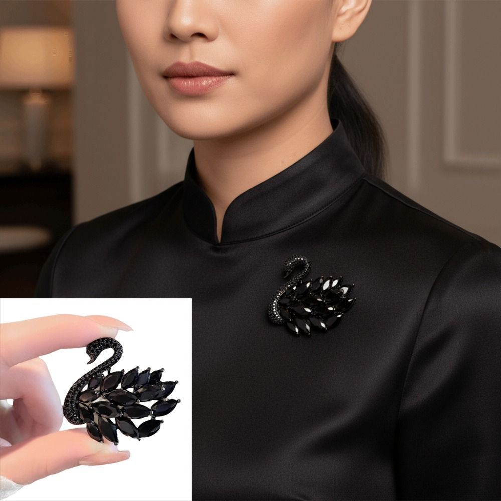 เข็มกลัดอนุสรณ์แบบแฮนด์เมด สไตล์หงส์ประกายคริสตัล สำหรับเสื้อยกทรงผู้หญิง - รูปที่ 6