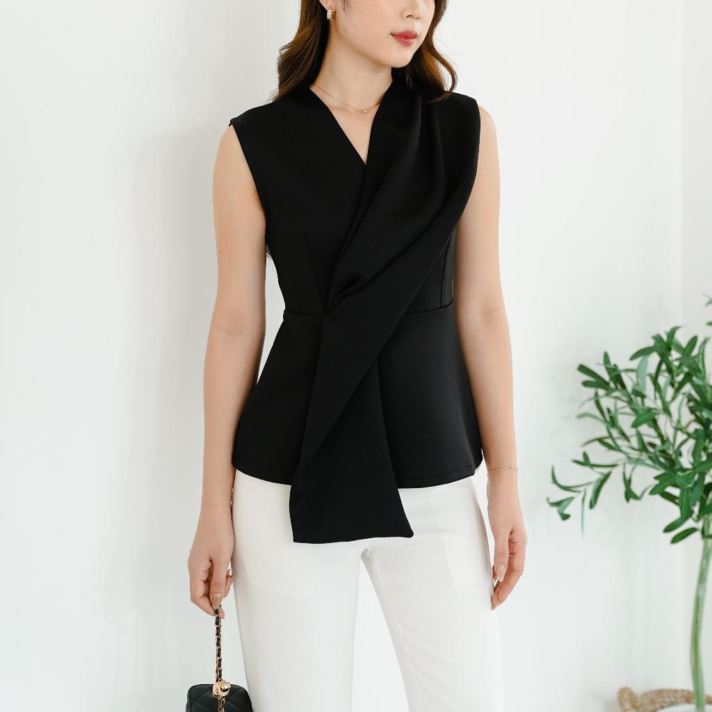 Onnie Top เสื้อเบลาส์สํานักงาน Scuba Premium สําหรับผู้หญิง V1280