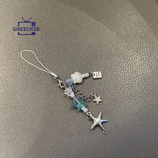 สายคล้องโทรศัพท์มือถือLanyardAnti-Lostโซ่โทรศัพท์หอยเชลล์ดาวทะเลสไตล์มหาสมุทรกล้องโทรศัพท์หวานกระเป๋าจี้ลูกปัด