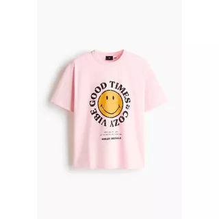 H&M(เอชแอนด์เอ็ม) เสื้อยืดผ้าฝ้ายพิมพ์ลายทรงหลวม ผู้ชาย 1340540_1