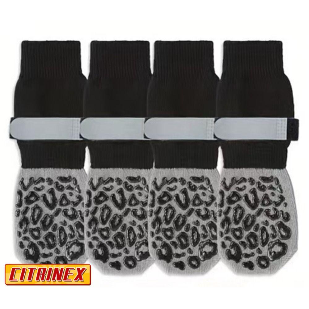 CITRINEX 4PCS ถุงเท้าถัก,ปรับวงAnti-Scratch Cozyถุงเท้าสุนัข,คุณภาพสูงAnti-Slipผ้าฝ้ายStrong Grip Protectorพื้นไม้
