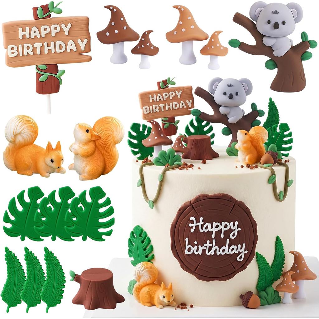 Knana 15 ชิ้น Koala เค้ก Topper Koala วันเกิดตกแต่งเห็ดสําหรับ Koala Party Favors