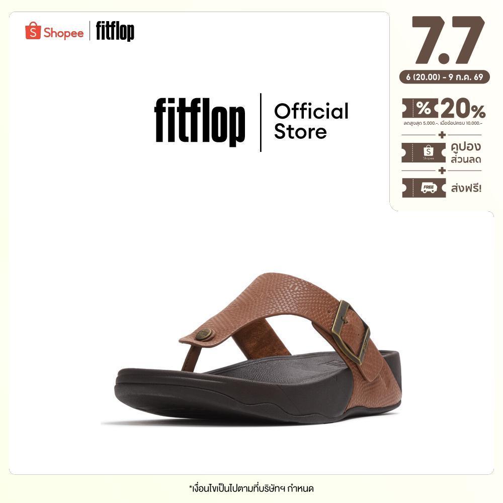 FITFLOP TRAKK II BUCKLE EMBOSS-LEATHER รองเท้าแตะแบบหูหนีบผู้ชาย รุ่น A6J-C15 สี BROWN