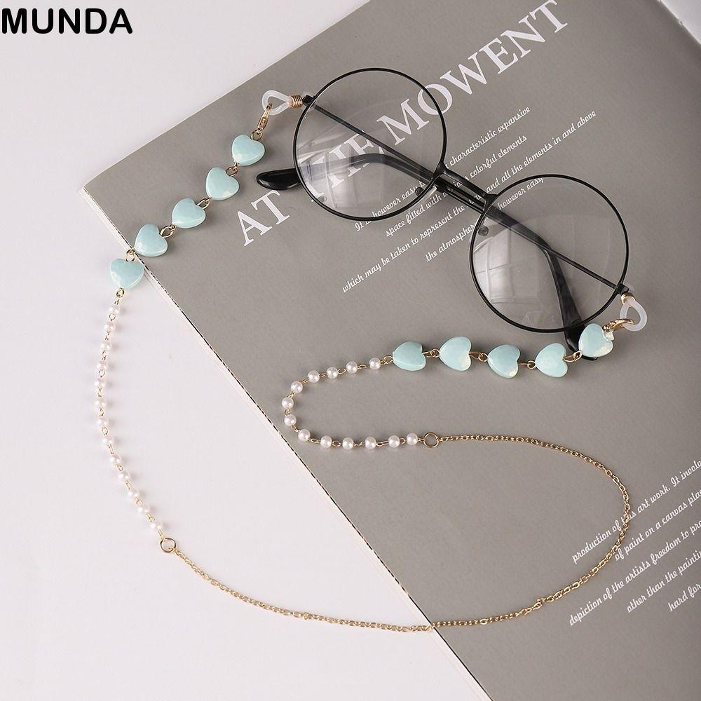 MUNDA แว่นตาโซ่แว่นตาสร้อยคอสายคล้องลื่นแว่นตาอ่านหนังสือตาอ่านหนังสือผู้ถือตากันแดด Lanyard