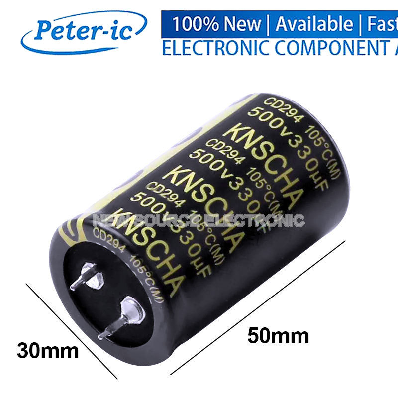 (1 ชิ้น)500V 330uF D30xL50mm 1.18x1.97in CD294330UF500V177 ตัวเก็บประจุอะลูมิเนียม Snap-In