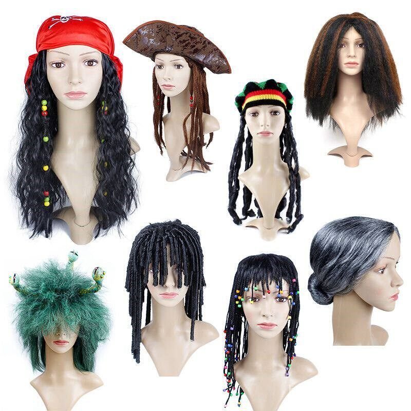 คอสเพลย์ปาร์ตี้ตลก props อียิปต์ Savage Beggar งูสาวสกปรก Braids Judge Pirate วิกผม 7HS2