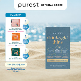 Purest Co SkinBright Thins (Brightens & Fades Dark Spots) | L Glutathione - 520mg x 15 sheets