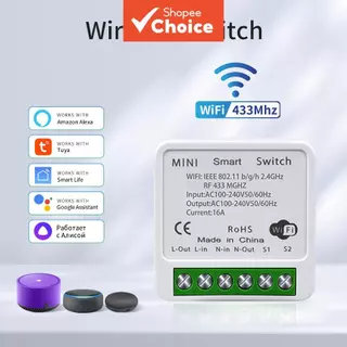 สมาร์ทสวิทช์ Axus สมาร์ท WiFi สวิตช์ไฟ RF 433MHz ควบคุมไร้สายใช้งานร่วมกับ Tuya Life APP ทํางานร่วมกับ Alexa ไร้สายสวิทช์สมาร์ทสวิทช์สวิทช์ไร้สายสําหรับแสง