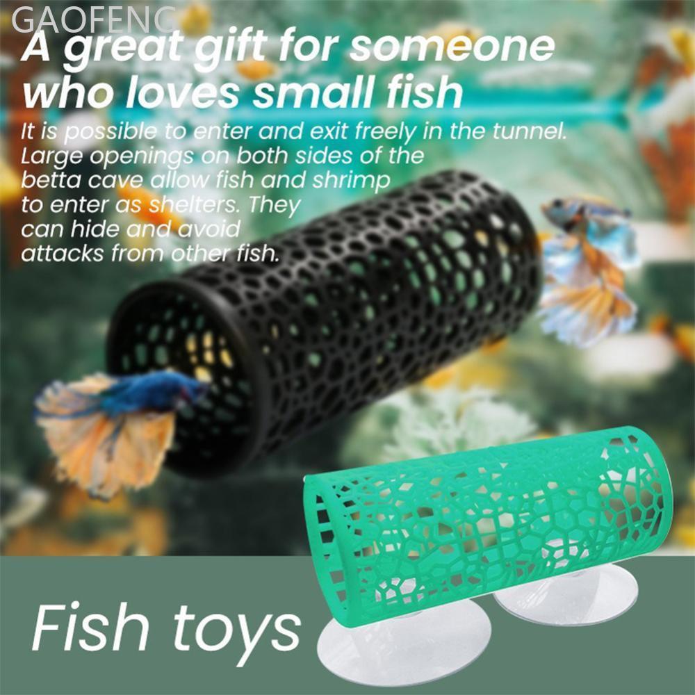 GAOFENG 1 PC ถ้วยดูด Hollow อุโมงค์ปลา Hideout Rest Tube Aquarium Play Cave Decor สําหรับ Betta Gupp