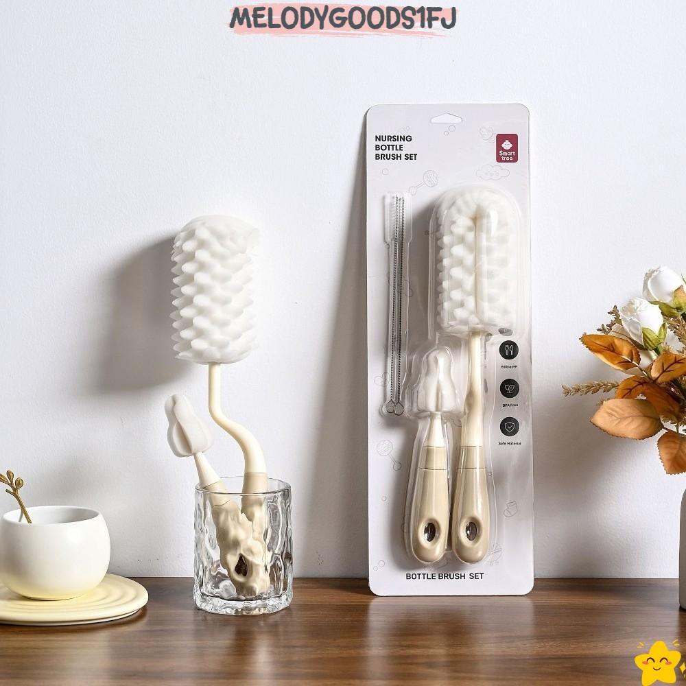 MELODYGOODS1FJ ชุดแปรงทําความสะอาดขวด, 360 องศายาว Handle Pacifier Straw Scrubber, ทนทานตามหลักสรีระศาสตร์ Bristle Kit แปรงฟางชุดเครื่องมือทําความสะอาดห้องครัว