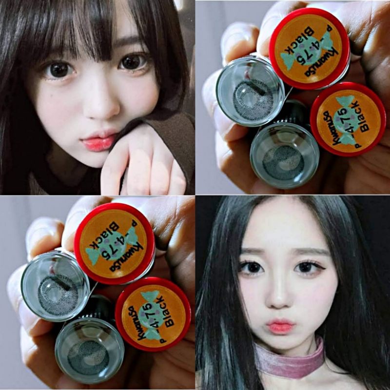คอนแทคเลนส์ รุ่น Kwanusa ดำ/black มีค่าสายตา (0.00)-(-6.00) ของแท้