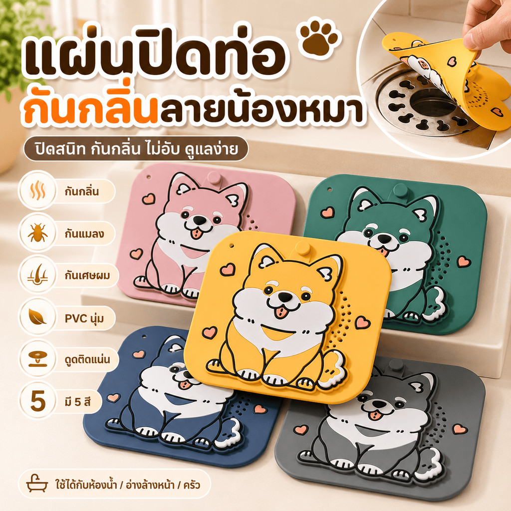 ฝาปิดท่อระบายน้ำ 2in1 แผ่นซิลิโคนกันกลิ่น กันแมลง ปิดท่อห้องน้ำ อ่างล้างหน้า คุ้มค่า ทนทาน