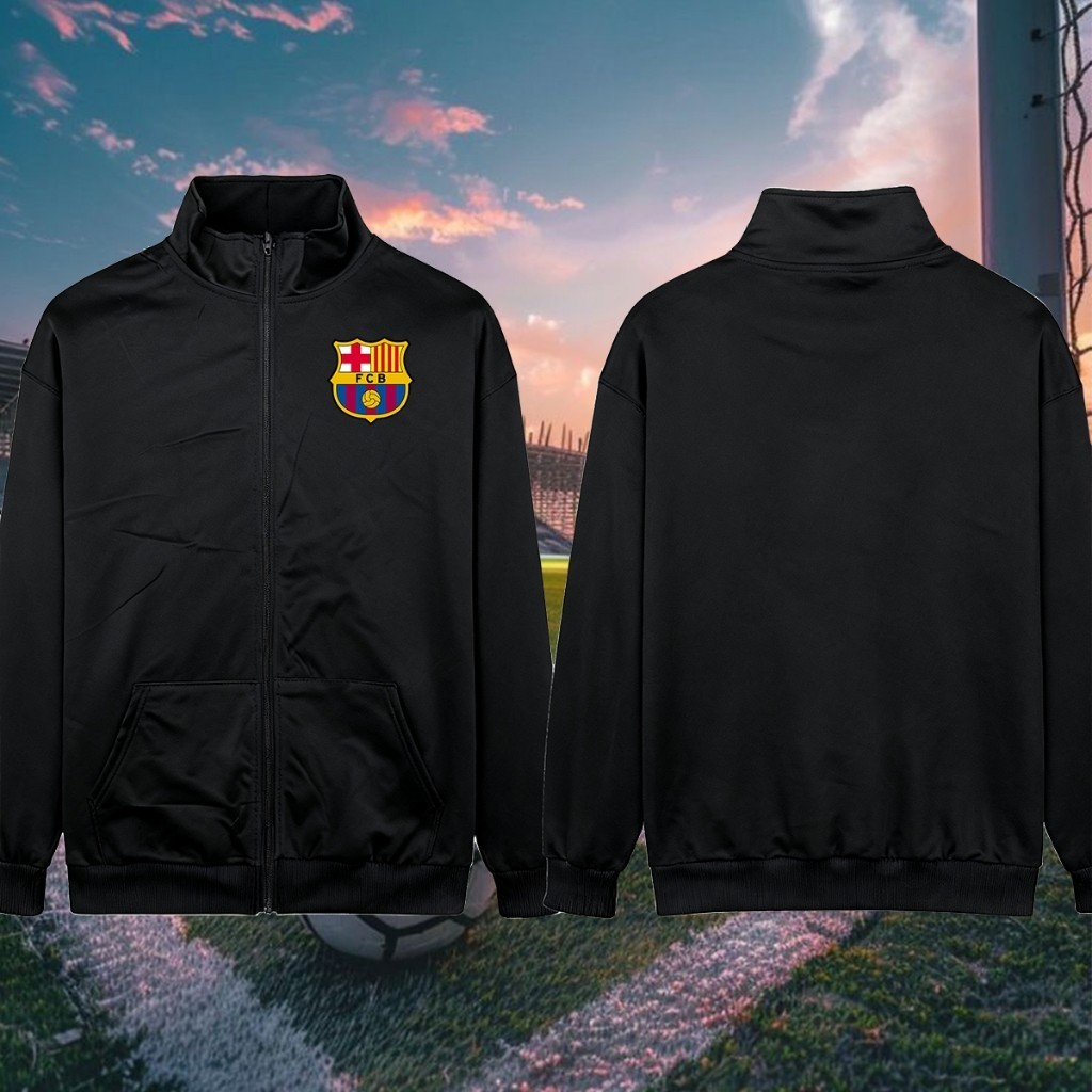 CODsun protection clothing FC Barcelona แฟชั่น Cardigan Hooded and ยืนคอคาร์ดิแกน ธีมฟุตบอล FCB ซิป 