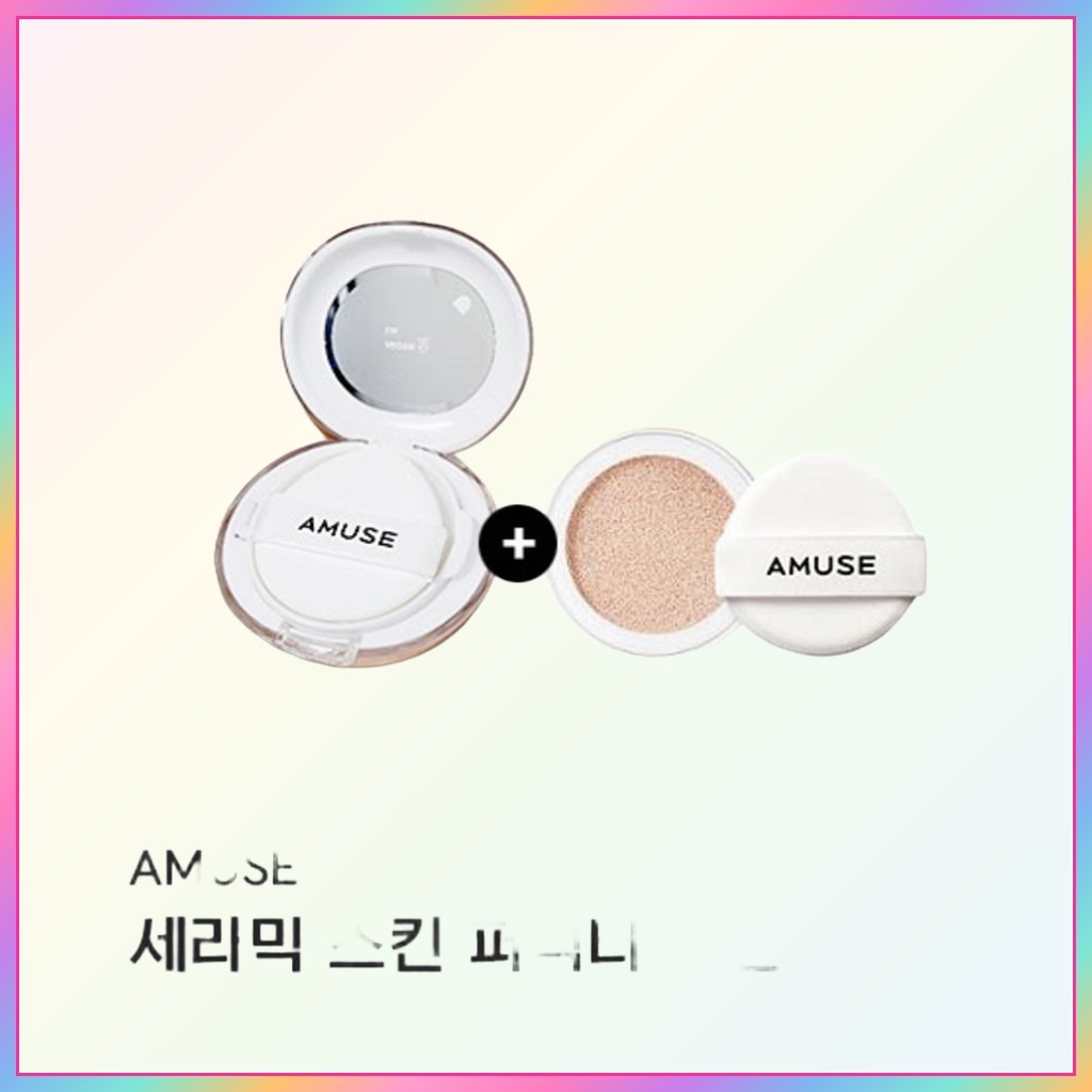 [amuse] Ceramic Skin Perfector Cushion Set, 55g, 1pc, 01 Porcelain / Korean Cushion Foundation by JN
