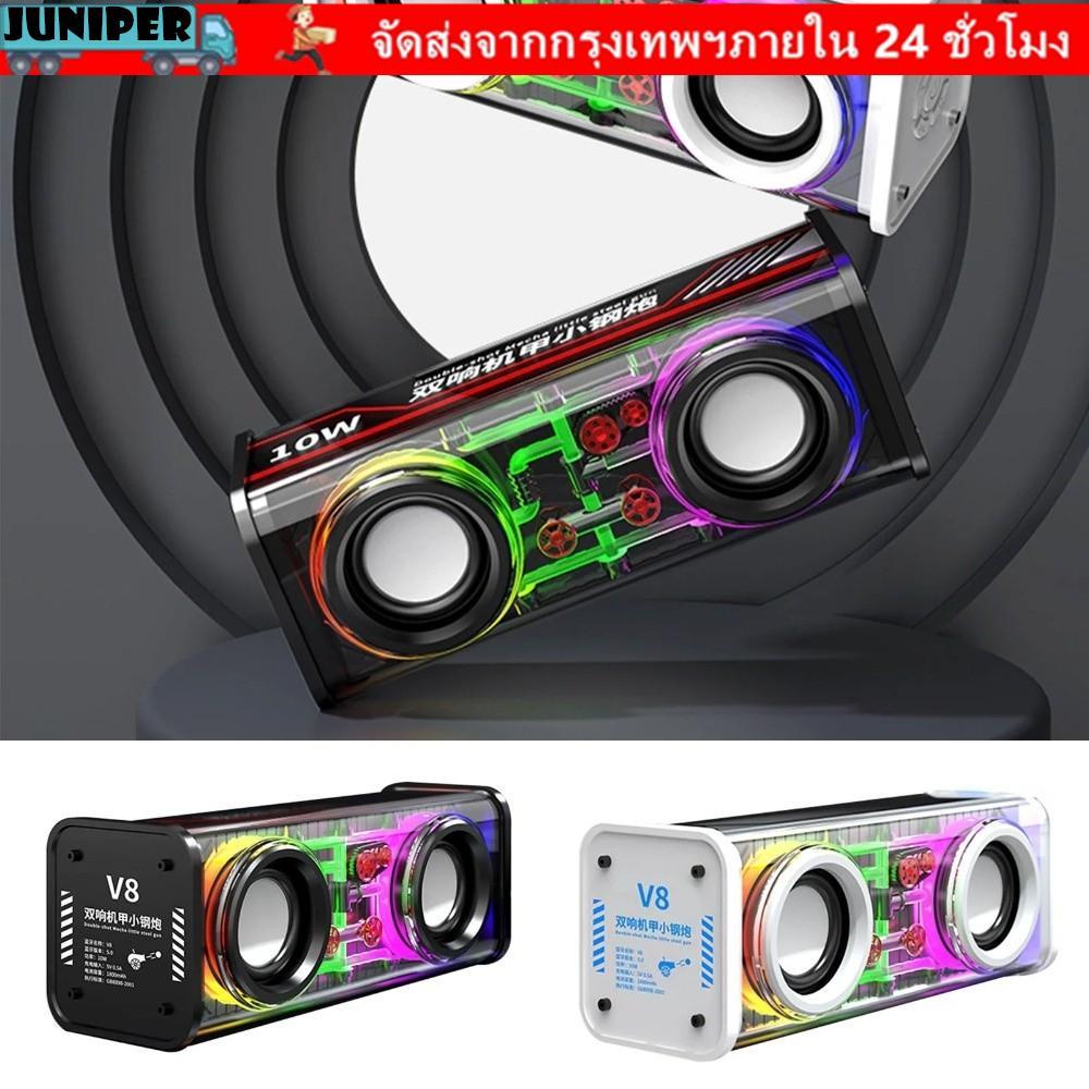 JUNIPER Mecha Speakers, Double Bass Transparent Bluetooth 5.0 Light Effect Light Speakers Mini Size 