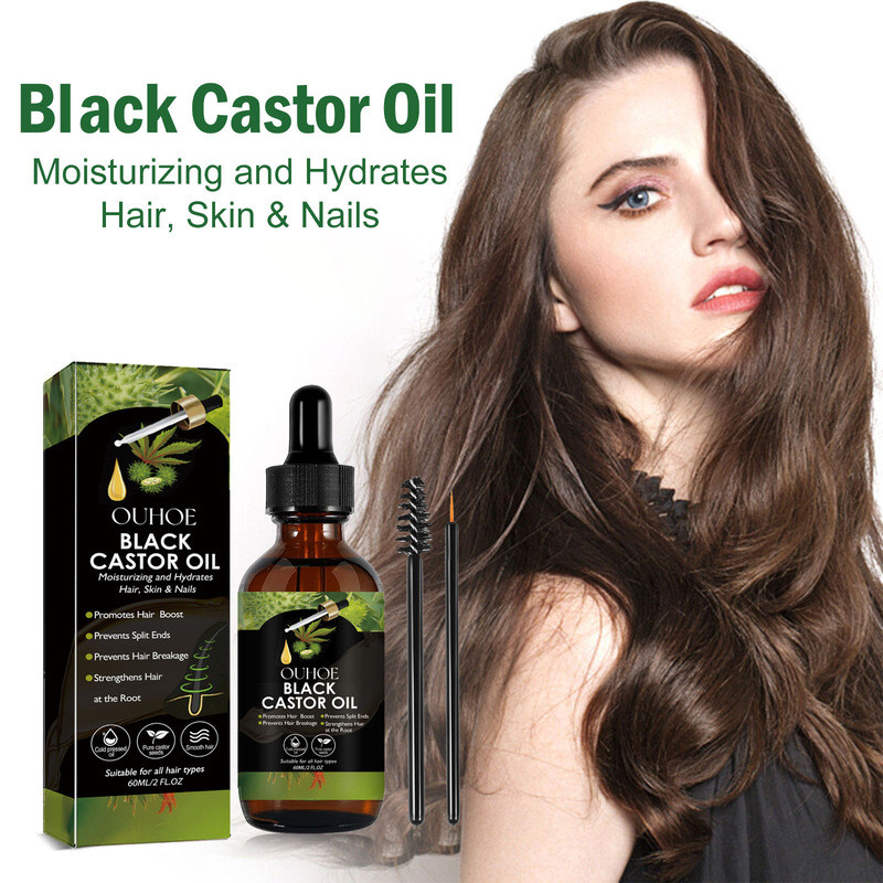 OUHOE Castor Oil Hair Care Lotion Hair Care Hair Moisturizing Soft Shiny Hair Care Essential Oil AL8