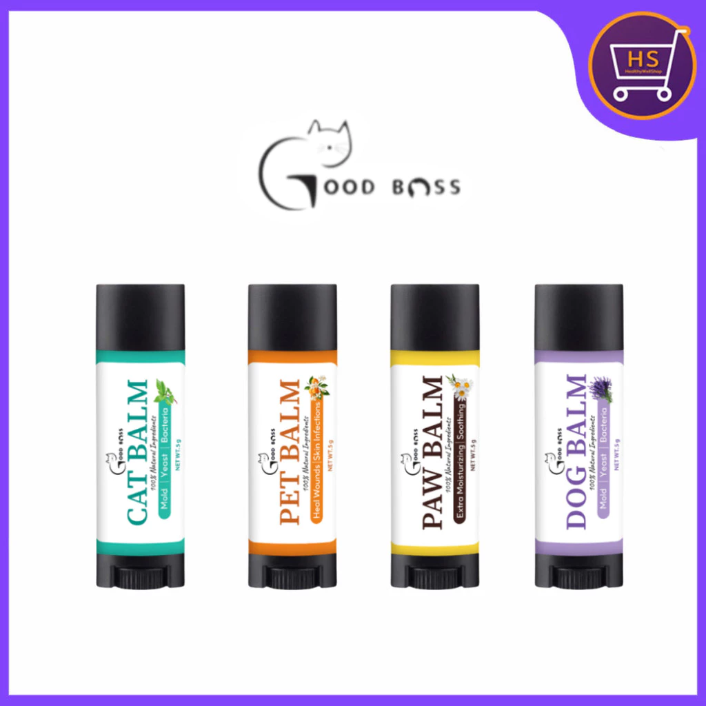 Goodboss Balm Stick บาล์มเเท่งสำหรับสัตว์เลี้ยง เชื้อรา ยีสต์ ลดคัน เกา ขนร่วง สูตรออแกนิค 5 กรัม