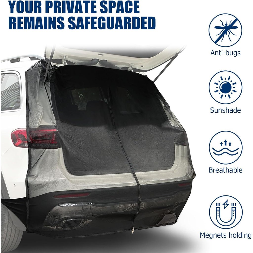 Car SUV Car rear anti-mosquito net, magnetic mosquito net for car rear, breathable mosquito net for 