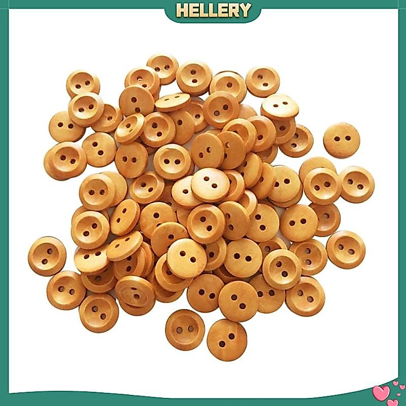 Hellery กระดุมไม้ ทรงกลม สไตล์วินเทจ ขนาด 15 มม. รูปที่ 7