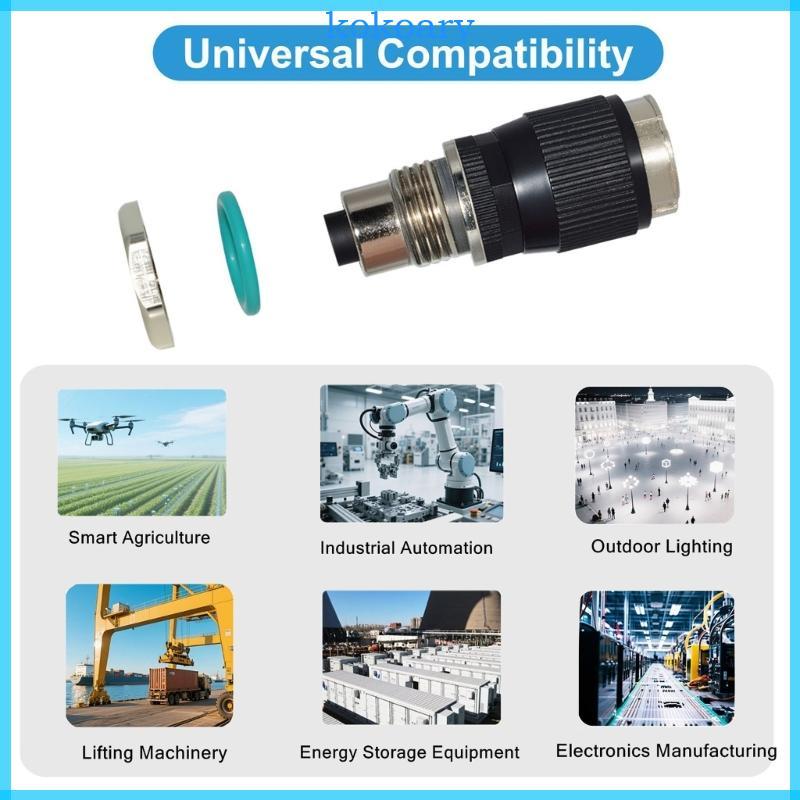 KOK 12 มม. 8Pin A ประเภท RJ45 อะแดปเตอร์อุตสาหกรรมกันน้ําก่อสร้างสนับสนุน Cat6