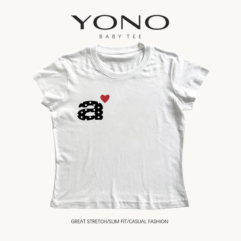 (พร้อมส่ง24ชม.) baby tee สีขาว ลายตัวอักษรเล็กกับหัวใจ ฟีล y2k มินิมอลหวานเท่ ทรงเข้ารูป ใส่ชิคทุกวัน