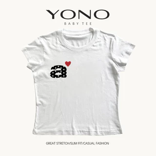 (พร้อมส่ง24ชม.) baby tee สีขาว ลายตัวอักษรเล็กกับหัวใจ ฟีล y2k มินิมอลหวานเท่ ทรงเข้ารูป ใส่ชิคทุกวัน