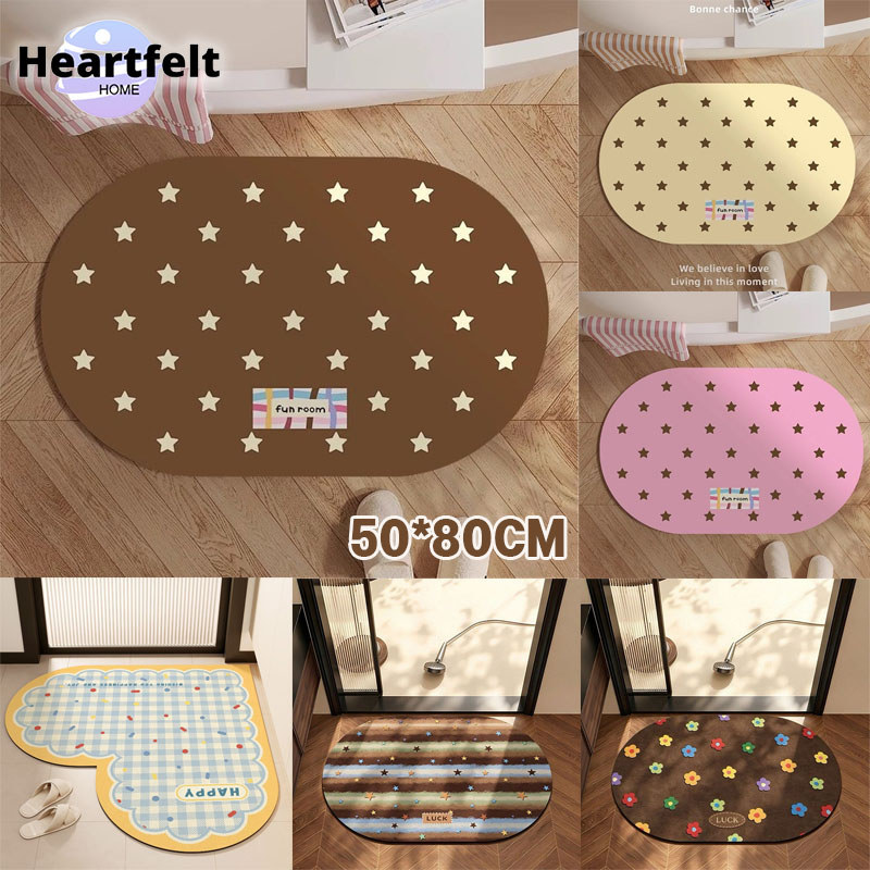 COD พรมลายจุดดาว 50x80 ซม. ซับน้ำดี กันลื่น ทนคราบ ใช้ได้ทั้งห้องน้ำและหน้าประตู ทำความสะอาดง่าย