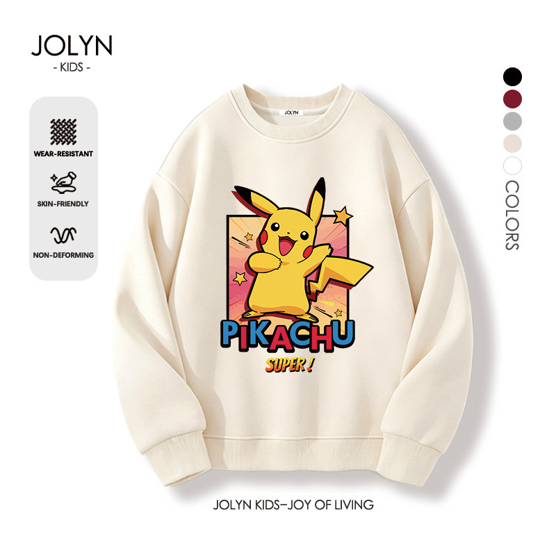 เสื้อยืดแขนยาวเด็กแฟชั่น ผ้าหนาดีใส่สบาย ลําลอง ทรงหลวม Pokemon Pikachu ลายพิมพ์การ์ตูนน่ารัก 2026สินค้าใหม่ ใหม่ 5 สี