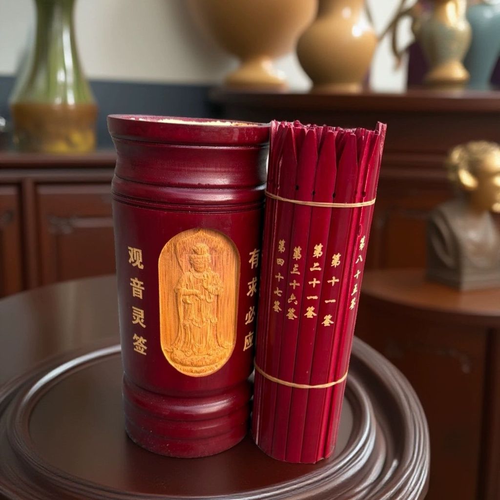 Seeking Lottery Drum Lottery Drum Red Guanyin Spirit Drum 100 Lottery ในครัวเรือนไม้ไผ่ Stick Guanyi